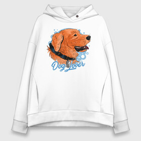 Женское худи Oversize хлопок с принтом Dog Lover , френч-терри — 70% хлопок, 30% полиэстер. Мягкий теплый начес внутри —100% хлопок | боковые карманы, эластичные манжеты и нижняя кромка, капюшон на магнитной кнопке | love | иллюстрация | пес | собачья любовь | щенок