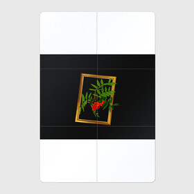 Магнитный плакат 2Х3 с принтом ягоды рябины в золотой раме , Полимерный материал с магнитным слоем | 6 деталей размером 9*9 см | Тематика изображения на принте: 3 сентября | костры рябин | осень | рябина | черный фон | ягоды