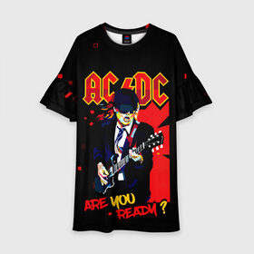 Детское платье 3D с принтом ARE YOU REDY? AC/DC , 100% полиэстер | прямой силуэт, чуть расширенный к низу. Круглая горловина, на рукавах — воланы | ac dc | acdc | acdc ас дс | angus | back in black | highway to hell | mckinnon | you | австралийская | ангус янг | ас дс | асдс | блюз | в форме | гитара | группа | крис слэйд | метал | молния | музыка | певец | рок | рок н ролл | стиви янг