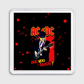 Магнит 55*55 с принтом ARE YOU REDY? AC/DC , Пластик | Размер: 65*65 мм; Размер печати: 55*55 мм | ac dc | acdc | acdc ас дс | angus | back in black | highway to hell | mckinnon | you | австралийская | ангус янг | ас дс | асдс | блюз | в форме | гитара | группа | крис слэйд | метал | молния | музыка | певец | рок | рок н ролл | стиви янг