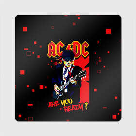 Магнит виниловый Квадрат с принтом ARE YOU REDY? AC/DC , полимерный материал с магнитным слоем | размер 9*9 см, закругленные углы | ac dc | acdc | acdc ас дс | angus | back in black | highway to hell | mckinnon | you | австралийская | ангус янг | ас дс | асдс | блюз | в форме | гитара | группа | крис слэйд | метал | молния | музыка | певец | рок | рок н ролл | стиви янг