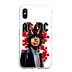 Чехол для iPhone XS Max матовый с принтом AC/DC Ангус Янг , Силикон | Область печати: задняя сторона чехла, без боковых панелей | ac dc | acdc | acdc ас дс | angus | back in black | highway to hell | mckinnon | you | австралийская | ангус янг | ас дс | асдс | блюз | в форме | гитара | группа | крис слэйд | метал | молния | музыка | певец | рок | рок н ролл | стиви янг