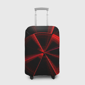 Чехол для чемодана 3D с принтом Атомный неон , 86% полиэфир, 14% спандекс | двустороннее нанесение принта, прорези для ручек и колес | красный | круг | неон | цвет | черный