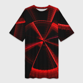 Платье-футболка 3D с принтом Атомный неон ,  |  | красный | круг | неон | цвет | черный