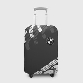 Чехол для чемодана 3D с принтом БМВ | BMW TIRE TREAD , 86% полиэфир, 14% спандекс | двустороннее нанесение принта, прорези для ручек и колес | bmw | авто | автомобиль | бмв | логотип | марка | машина | модель | протектор | следы | шины