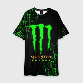 Детское платье 3D с принтом MONSTER ENERGY NEON | МОНСТЕР , 100% полиэстер | прямой силуэт, чуть расширенный к низу. Круглая горловина, на рукавах — воланы | Тематика изображения на принте: monster | monster energy | монстер | монстер енерджи | монстер енэрджи | монстер энерджи | неон | энергетик | энергетический напиток