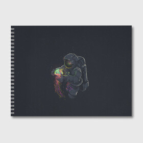 Альбом для рисования с принтом Космическая медуза , 100% бумага
 | матовая бумага, плотность 200 мг. | Тематика изображения на принте: space | галактика | иллюстрация | космонавт | медуза