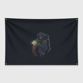 Флаг-баннер с принтом Космическая медуза , 100% полиэстер | размер 67 х 109 см, плотность ткани — 95 г/м2; по краям флага есть четыре люверса для крепления | space | галактика | иллюстрация | космонавт | медуза