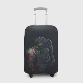 Чехол для чемодана 3D с принтом Космическая медуза , 86% полиэфир, 14% спандекс | двустороннее нанесение принта, прорези для ручек и колес | space | галактика | иллюстрация | космонавт | медуза