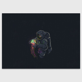 Поздравительная открытка с принтом Космическая медуза , 100% бумага | плотность бумаги 280 г/м2, матовая, на обратной стороне линовка и место для марки
 | Тематика изображения на принте: space | галактика | иллюстрация | космонавт | медуза