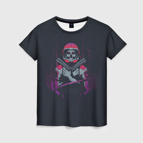 Женская футболка 3D с принтом Космический убийца , 100% полиэфир ( синтетическое хлопкоподобное полотно) | прямой крой, круглый вырез горловины, длина до линии бедер | арт | галактика | иллюстрация | космос | пистолет | череп