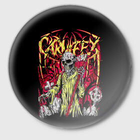 Значок с принтом Carnifex ,  металл | круглая форма, металлическая застежка в виде булавки | Тематика изображения на принте: carnifex | die without hope | graveside confessions | world war x | группы | дэткор | карнифекс | музыка | рок