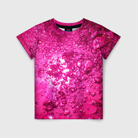 Детская футболка 3D с принтом Розовые Пузырьки , 100% гипоаллергенный полиэфир | прямой крой, круглый вырез горловины, длина до линии бедер, чуть спущенное плечо, ткань немного тянется | Тематика изображения на принте: абстрактный розовый | неоновый розовый | розовая вода | розовый мир