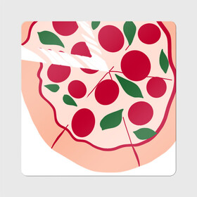 Магнит виниловый Квадрат с принтом пицца и ломтик , полимерный материал с магнитным слоем | размер 9*9 см, закругленные углы | быстро | вкусно | еда | италия | кухня | пицца | тесто