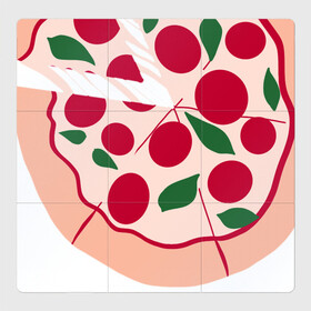 Магнитный плакат 3Х3 с принтом пицца и ломтик , Полимерный материал с магнитным слоем | 9 деталей размером 9*9 см | быстро | вкусно | еда | италия | кухня | пицца | тесто