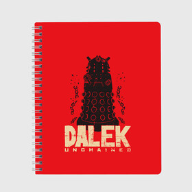 Тетрадь с принтом Dalek , 100% бумага | 48 листов, плотность листов — 60 г/м2, плотность картонной обложки — 250 г/м2. Листы скреплены сбоку удобной пружинной спиралью. Уголки страниц и обложки скругленные. Цвет линий — светло-серый
 | Тематика изображения на принте: doctor who | serial | доктор кто | путешествия во времени | сериал | сериалы | фантастика