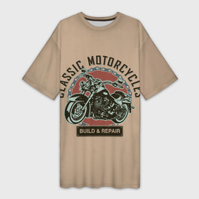 Платье-футболка 3D с принтом Классические мотоцклы ,  |  | moto | motorcycle | мопеды | мото | мотоцикл | мотоциклист | мотоциклисту | мотоциклисты | мотоцыклы