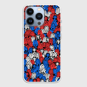 Чехол для iPhone 13 Pro с принтом Бело сине красные матрёшки ,  |  | matryoshka | матрешка | паттерн | россия | русский | славянский | триколор | узор | флаг