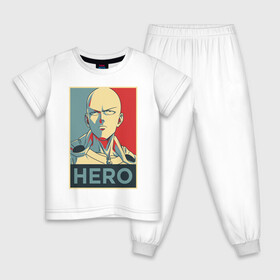 Детская пижама хлопок с принтом Сайтама постер , 100% хлопок |  брюки и футболка прямого кроя, без карманов, на брюках мягкая резинка на поясе и по низу штанин
 | hero | onepunch | onepunchman | pop art | poster hope | saitama | ванпанчмен | герой | поп арт | сайтама