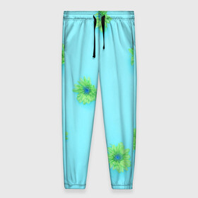 Женские брюки 3D с принтом Зеленые Цветочки , полиэстер 100% | прямой крой, два кармана без застежек по бокам, с мягкой трикотажной резинкой на поясе и по низу штанин. В поясе для дополнительного комфорта — широкие завязки | зеленые цветочки | маленькие цветочки | цветы