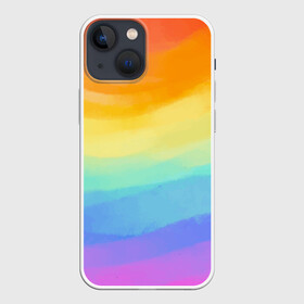 Чехол для iPhone 13 mini с принтом РАДУЖНЫЕ ВОЛНЫ | RAINBOW WAVES (Z) ,  |  | color | paint | rainbow | rainbow waves | waves | волны | краска | радуга | радужная | радужные волны | цветная | яркая