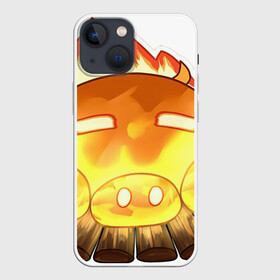 Чехол для iPhone 13 mini с принтом Слаймовый костёр ,  |  | арт | костёр | огонь | пиро | пламя | рисунок | слайм | слаймы