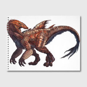 Альбом для рисования с принтом Сегнозавр , 100% бумага
 | матовая бумага, плотность 200 мг. | Тематика изображения на принте: арт | динозавр | динозавр с перьями | доисторические | красный | красный динозавр | крылья | перья | рисунок | сегнозавр | теризинозавр | хищник