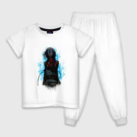 Детская пижама хлопок с принтом Mikasa , 100% хлопок |  брюки и футболка прямого кроя, без карманов, на брюках мягкая резинка на поясе и по низу штанин
 | Тематика изображения на принте: akermann | attack on titan | levi | mikasa | ерен | леви | леви акерман | микаса | титаны