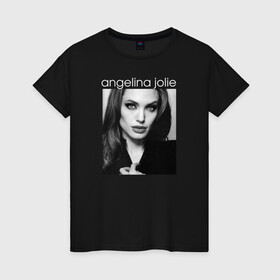 Женская футболка хлопок с принтом Анджелина Джоли , 100% хлопок | прямой крой, круглый вырез горловины, длина до линии бедер, слегка спущенное плечо | angelina jolie | актриса | анджелина джоли | кинорежиссёр | продюсер | сценаристка | телеведущая | фотомодель