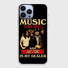 Чехол для iPhone 13 Pro Max с принтом MUSYC IS MY DRUG and AC DC IS MY DEALER ,  |  | Тематика изображения на принте: ac dc | acdc | acdc ас дс | angus | back in black | highway to hell | mckinnon | you | австралийская | ангус янг | ас дс | асдс | блюз | в форме | гитара | группа | крис слэйд | метал | молния | музыка | певец | рок | рок н ролл | стиви янг
