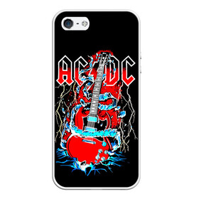 Чехол для iPhone 5/5S матовый с принтом AC/DC гитара  , Силикон | Область печати: задняя сторона чехла, без боковых панелей | ac dc | acdc | acdc ас дс | angus | back in black | highway to hell | mckinnon | you | австралийская | ангус янг | ас дс | асдс | блюз | в форме | гитара | группа | крис слэйд | метал | молния | музыка | певец | рок | рок н ролл | стиви янг