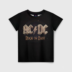 Детская футболка 3D с принтом AC/DC Rock or Bust , 100% гипоаллергенный полиэфир | прямой крой, круглый вырез горловины, длина до линии бедер, чуть спущенное плечо, ткань немного тянется | Тематика изображения на принте: ac dc | acdc | acdc ас дс | angus young | back in black | highway to hell | mckinno | австралийская | ангус янг | ас дс | асдс | блюз | в форме | гитара | группа | крис слэйд | метал | молния | музыка | певец | рок | рок н ролл | стиви янг