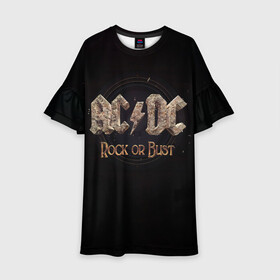 Детское платье 3D с принтом AC/DC Rock or Bust , 100% полиэстер | прямой силуэт, чуть расширенный к низу. Круглая горловина, на рукавах — воланы | Тематика изображения на принте: ac dc | acdc | acdc ас дс | angus young | back in black | highway to hell | mckinno | австралийская | ангус янг | ас дс | асдс | блюз | в форме | гитара | группа | крис слэйд | метал | молния | музыка | певец | рок | рок н ролл | стиви янг