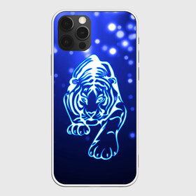 Чехол для iPhone 12 Pro Max с принтом Неоновый тигр , Силикон |  | cat | neon | new year | tiger | блеск | восточный гороскоп | год тигра | гороскоп | день рождения | дикие животные | дикий тигр | зверь | злой кот | кот | кошак | кошка | неоновый | новый год | подарок | сила