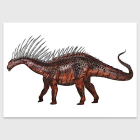 Поздравительная открытка с принтом Шипастый титанозавр , 100% бумага | плотность бумаги 280 г/м2, матовая, на обратной стороне линовка и место для марки
 | Тематика изображения на принте: амаргазавр | арт | динозавр | доисторические | рисунок | титанозавр | шип | шипы