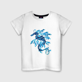 Детская футболка хлопок с принтом Морской дракон , 100% хлопок | круглый вырез горловины, полуприлегающий силуэт, длина до линии бедер | арт | дракон | конёк | конь | море | морской конёк | рисунок | фантастический зверь | фантастическое животное