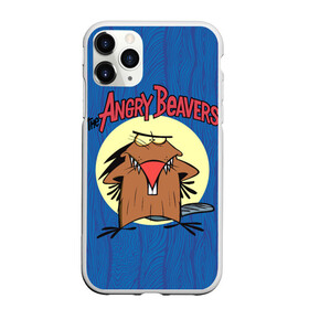 Чехол для iPhone 11 Pro матовый с принтом Крутые Бобры , Силикон |  | angry | cartoon | cartoon   series | cool | cool beavers | daggett doofus beaver | deggetu | norbert | tree bark | деггету | дэггет дофус | злой | кора дерева | крутой | крутые бобры | мульт   сериал | мультфильм | сердитый