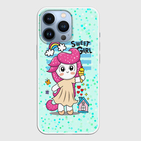 Чехол для iPhone 13 Pro с принтом Милая девочка пони ,  |  | Тематика изображения на принте: девочка | единорог | маленькая девочка | милашка | милая | пони