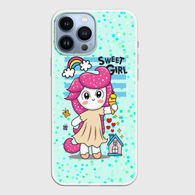 Чехол для iPhone 13 Pro Max с принтом Милая девочка пони ,  |  | Тематика изображения на принте: девочка | единорог | маленькая девочка | милашка | милая | пони