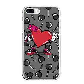 Чехол для iPhone 7Plus/8 Plus матовый с принтом Сердечко сэлфи , Силикон | Область печати: задняя сторона чехла, без боковых панелей | peace | selfi | мир | сердечко | сердце | сэлфи | фотка