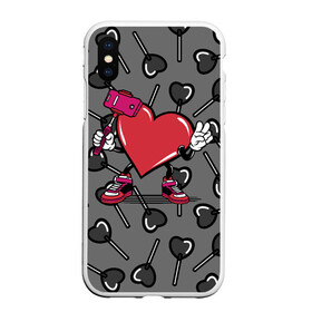 Чехол для iPhone XS Max матовый с принтом Сердечко сэлфи , Силикон | Область печати: задняя сторона чехла, без боковых панелей | peace | selfi | мир | сердечко | сердце | сэлфи | фотка