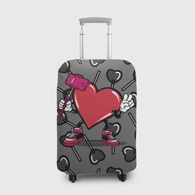 Чехол для чемодана 3D с принтом Сердечко сэлфи , 86% полиэфир, 14% спандекс | двустороннее нанесение принта, прорези для ручек и колес | peace | selfi | мир | сердечко | сердце | сэлфи | фотка