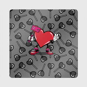 Магнит виниловый Квадрат с принтом Сердечко сэлфи , полимерный материал с магнитным слоем | размер 9*9 см, закругленные углы | peace | selfi | мир | сердечко | сердце | сэлфи | фотка