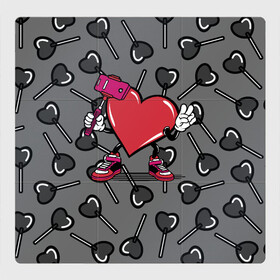 Магнитный плакат 3Х3 с принтом Сердечко сэлфи , Полимерный материал с магнитным слоем | 9 деталей размером 9*9 см | peace | selfi | мир | сердечко | сердце | сэлфи | фотка