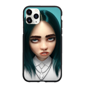 Чехол для iPhone 11 Pro матовый с принтом Billie Eilish: 3D , Силикон |  | 3d | billie eilish | белый | бирюзовый | волосы | лицо | музыка