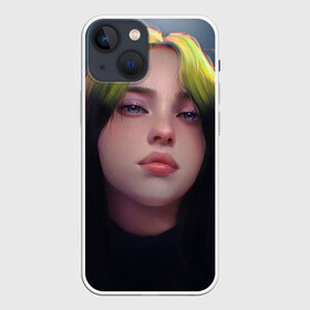 Чехол для iPhone 13 mini с принтом Billie Eilish: Рисунок ,  |  | billie eilish | celebrity | drawing | face | space | turquoise | билли айлиш | бирюзовый | знаменитость | космос | лицо | рисовка