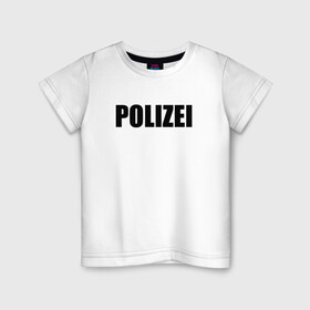 Детская футболка хлопок с принтом POLIZEI Полиция Надпись Черная , 100% хлопок | круглый вырез горловины, полуприлегающий силуэт, длина до линии бедер | Тематика изображения на принте: germany | германия | милиция | надпись | немецкая | сила | структуры | чб | швейцария