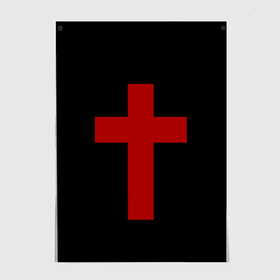 Постер с принтом Красный Крест , 100% бумага
 | бумага, плотность 150 мг. Матовая, но за счет высокого коэффициента гладкости имеет небольшой блеск и дает на свету блики, но в отличии от глянцевой бумаги не покрыта лаком | геометрия | красный крест | крест | минимализм | религия