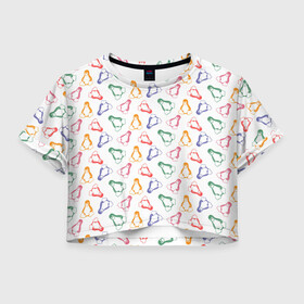Женская футболка Crop-top 3D с принтом Linux Ядро Пингвин , 100% полиэстер | круглая горловина, длина футболки до линии талии, рукава с отворотами | linux | logo | os | в топе | в тренде | компьютер | линукс | логотип | операционная система | ос | пингвин | технологии | топ