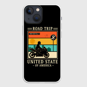 Чехол для iPhone 13 mini с принтом Дорожное приключение ,  |  | moto | motorcycle | мопеды | мото | мотоцикл | мотоциклист | мотоциклисту | мотоциклисты | мотоцыклы | моцик